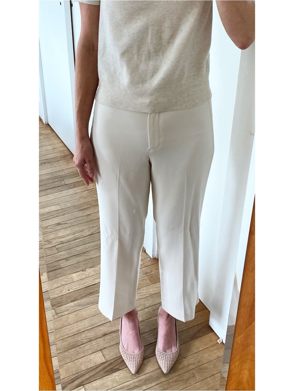 Theory Admiral Crepe Ivory Cream Tuxedo Pant Straight Leg Size 2